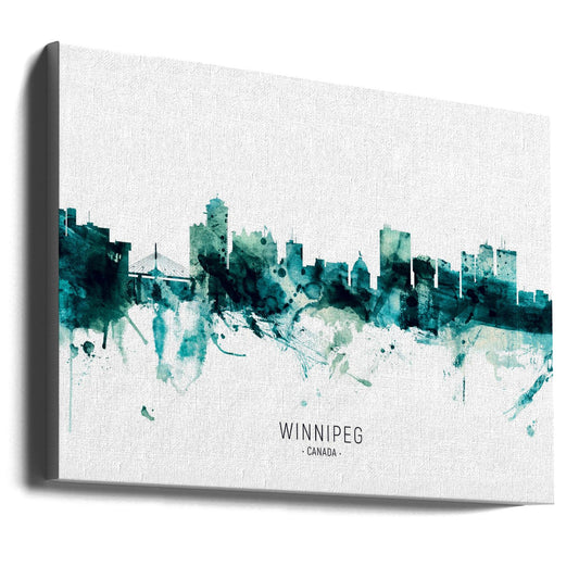 Wall art Winnipeg Canada Skyline-36X24inches-Gallery Wrapped (Ready to Hang)