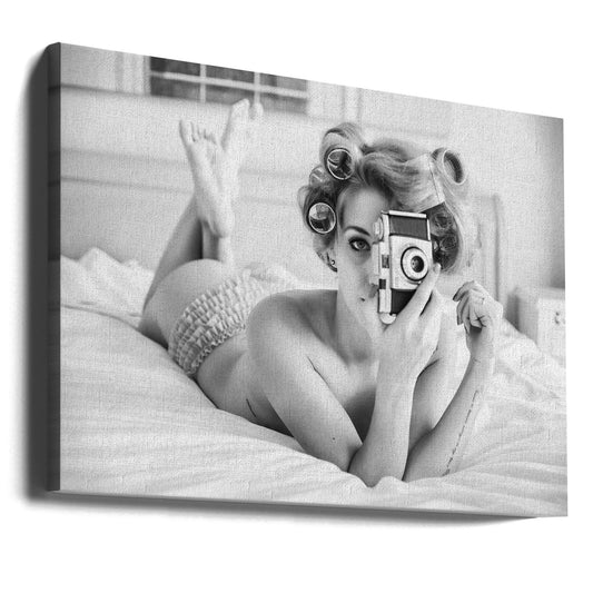 Artwork- A chick, a click, and a curl-20X16inches-Gallery Wrapped (Ready to Hang)