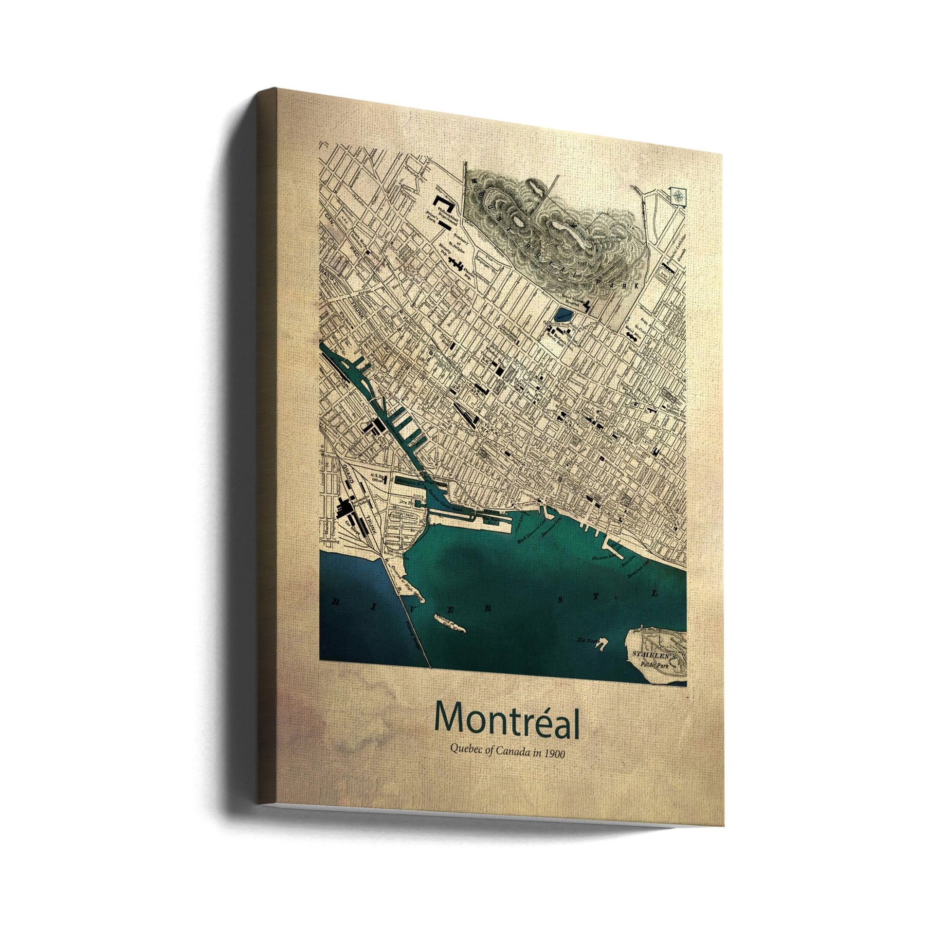 Wall art Montreal map-24X36inches-Gallery Wrapped (Ready to Hang)