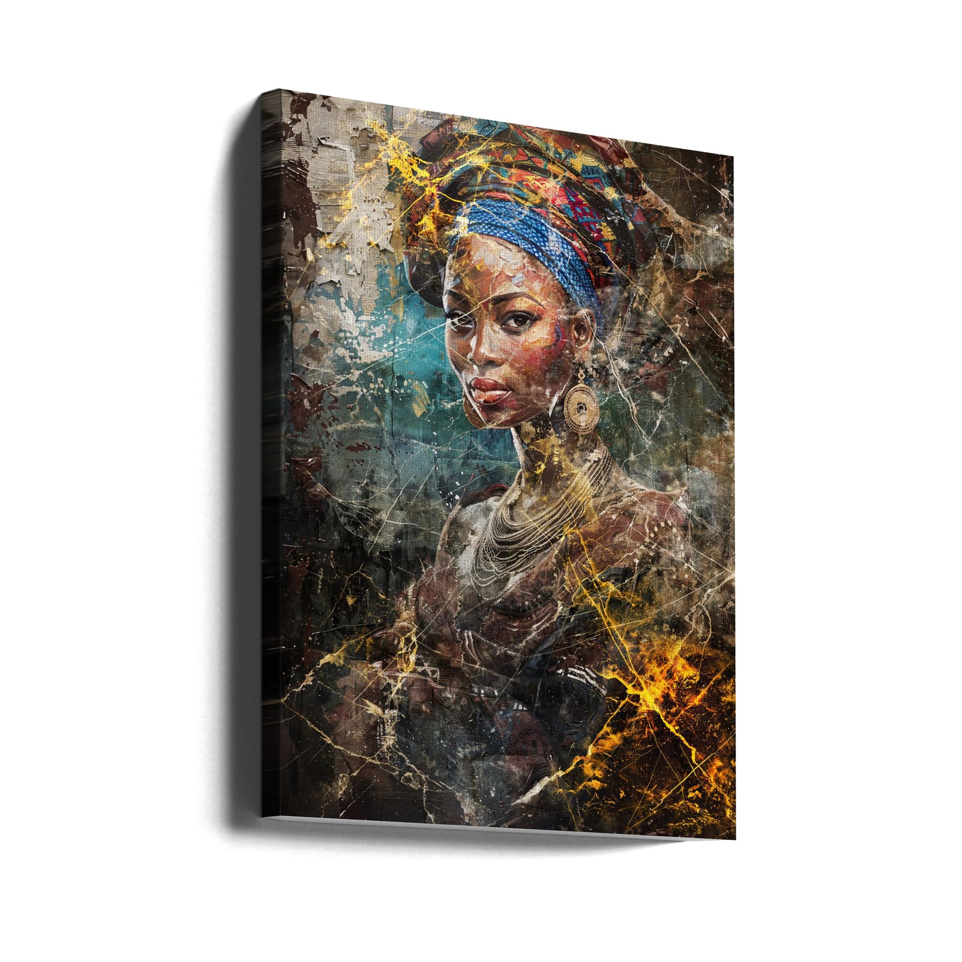 African Art Illustration Wallart 067 Wall Artwork Gallery Wrapped (Ready to Hang)
