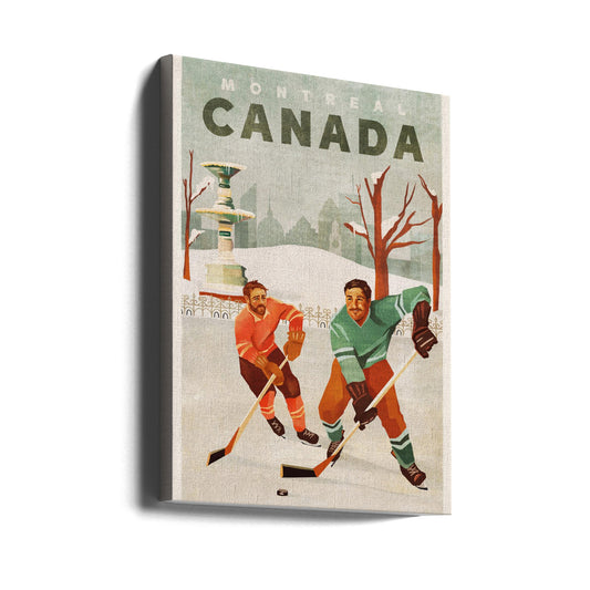 Montreal Canada Pond Hockey Guys Wall Artwork Gallery Wrapped (Ready to Hang)