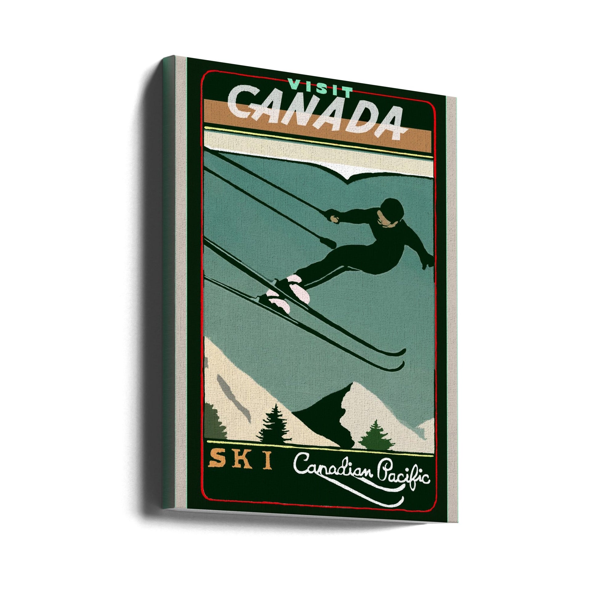 Wall art Winter Tourism: Vintage Ski Canada Poster-24X36inches-Gallery Wrapped (Ready to Hang)