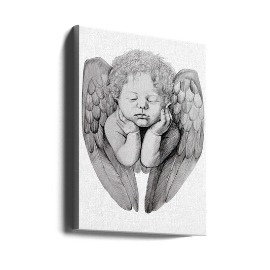 canvas prints Sleeping Cherub With Curly Hair24X36inches- Unframed