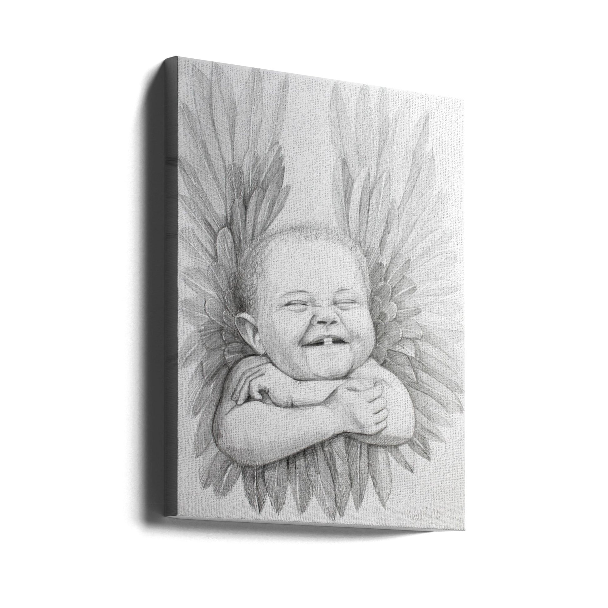 canvas prints Joyful Baby With Angelic Wings24X36inches- Unframed