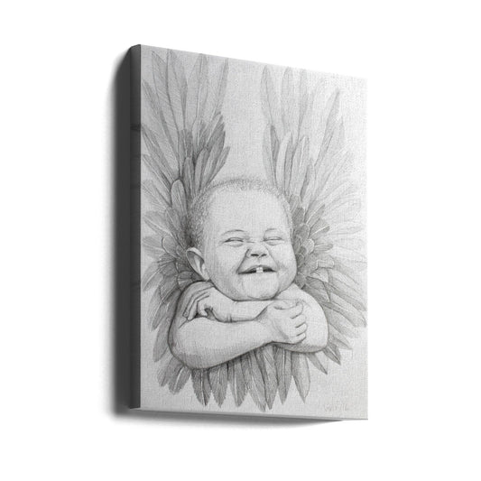 canvas prints Joyful Baby With Angelic Wings24X36inches- Unframed
