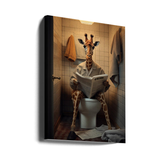 canvas prints Giraffe In the Toilet24X36inches- Unframed