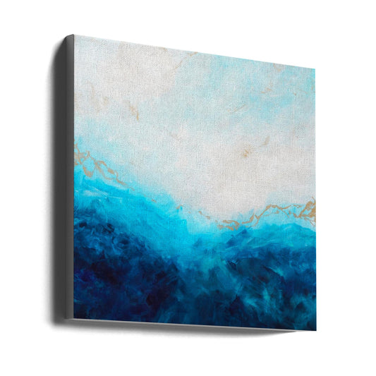 Blue Sea, golden Sunlight 1 Abstract Wall Artwork Gallery Wrapped (Ready to Hang)