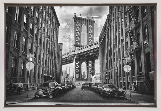 In America Brooklyn Bridge Wall Artwork In Black Floating Frame