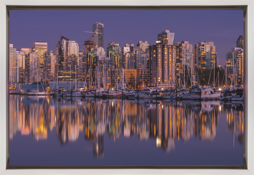 Wall art Glowing Vancouver-36X24inches-In Black Floating Frame