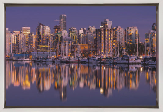 Wall art Glowing Vancouver-36X24inches-In Black Floating Frame