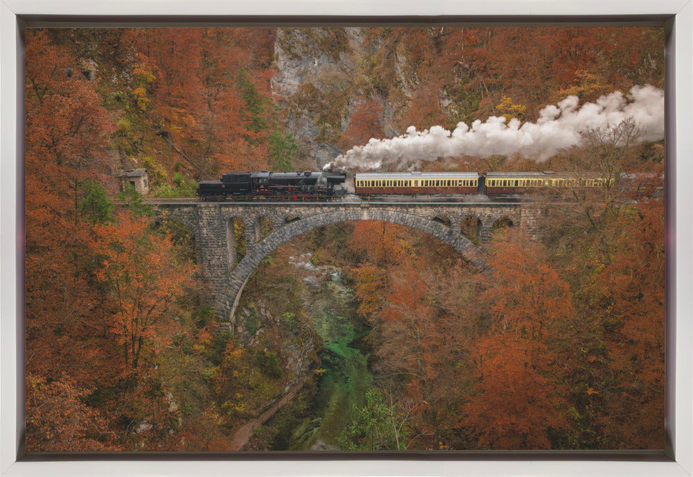 Wall art Museum train-36X24inches-In Black Floating Frame