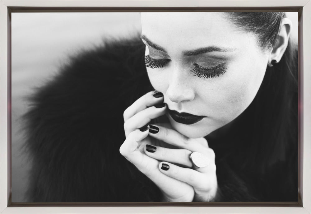 Artwork- between fingers-48X36inches-In White Floating Frame