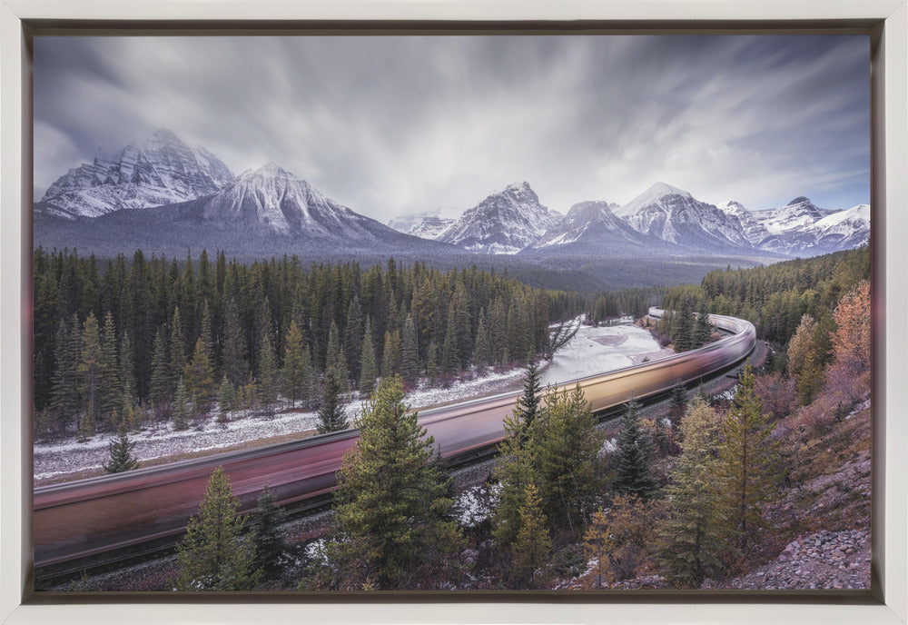 Wall art Fast train-36X24inches-In Black Floating Frame