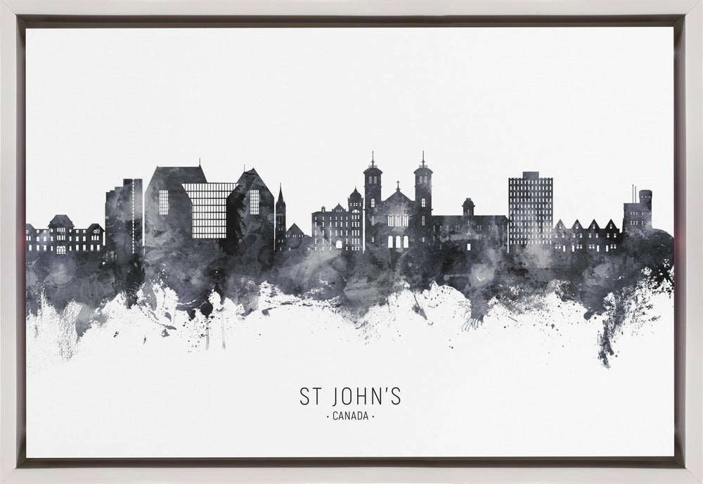 Wall art St John's Canada Skyline-36X24inches-In Black Floating Frame