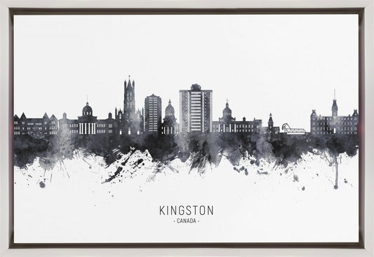 Wall art Kingston Canada Skyline-36X24inches-In Black Floating Frame