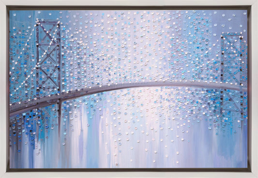 Bridge In the Mist Wall Artwork In Black Floating Frame