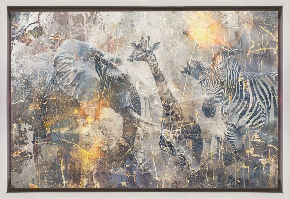 African Art Illustration Wallart 114 Wall Artwork In Black Floating Frame