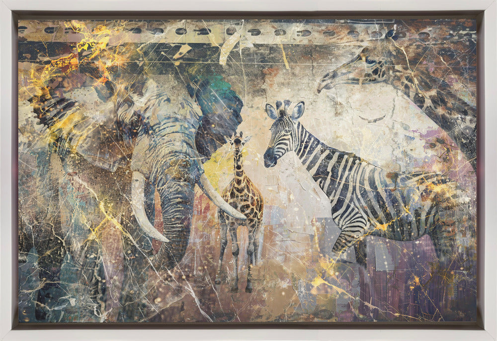 African Art Illustration Wallart 113 Wall Artwork In Black Floating Frame