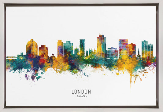 Wall art London Canada Skyline-36X24inches-In Black Floating Frame