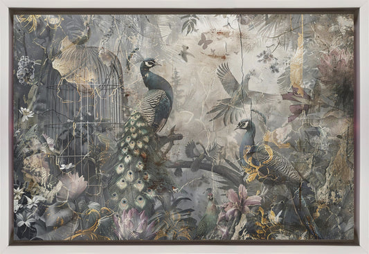 Bird Birds Animal Vintage Art Illustration Wallart 17 Wall Artwork In Black Floating Frame