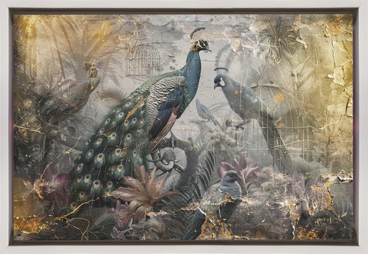 Bird Birds Animal Vintage Art Illustration Wallart 18 Wall Artwork In Black Floating Frame