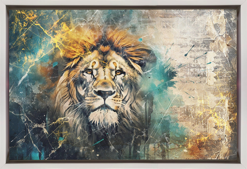Artwork Lion Animal Vintage Art Illustration Wallart 0536X24inches- Black Frame