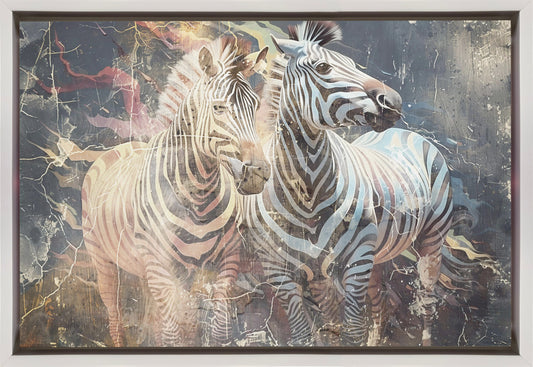 Zebra Animal Vintage Art Illustration Wallart 03 Wall Artwork In Black Floating Frame