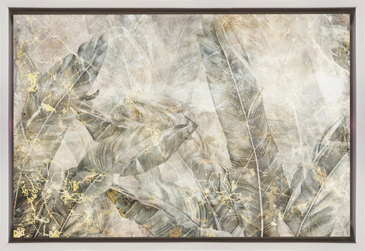 Jungle Leaves Art Illustration Wallart 10 Wall Artwork In Black Floating Frame