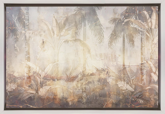 Jungle Leaves Art Illustration Wallart 45 Wall Artwork In Black Floating Frame