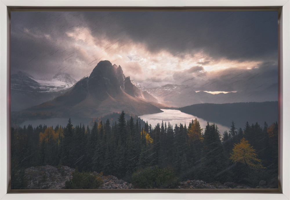 Wall art Assiniboine in Snow-36X24inches-In Black Floating Frame