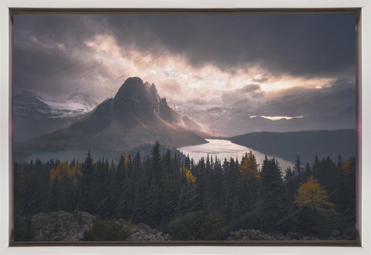 Wall art Assiniboine in Snow-36X24inches-In Black Floating Frame