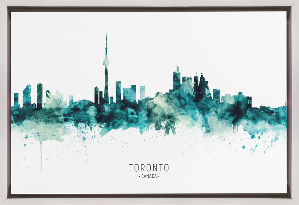 Wall art Toronto Canada Skyline-36X24inches-In Black Floating Frame