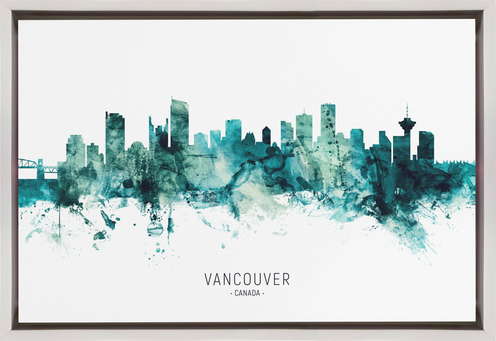 Wall art Vancouver Canada Skyline-36X24inches-In Black Floating Frame