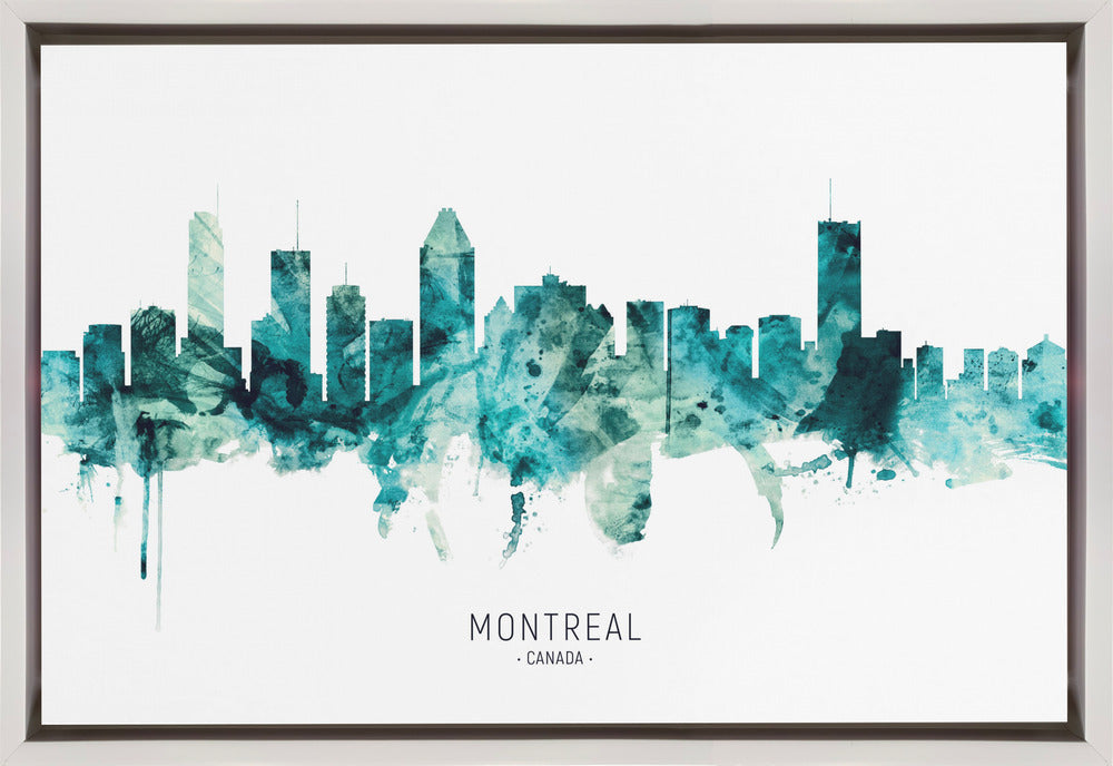 Wall art Montreal Canada Skyline-36X24inches-In Black Floating Frame