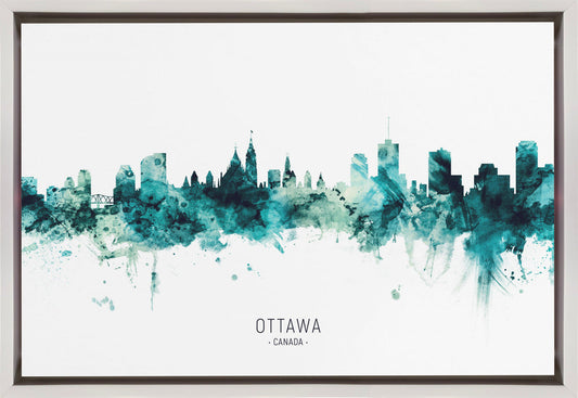 Wall art Ottawa Canada Skyline-36X24inches-In Black Floating Frame