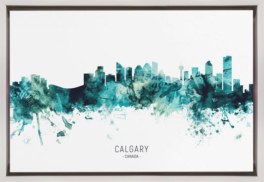 Wall art Calgary Canada Skyline-36X24inches-In Black Floating Frame