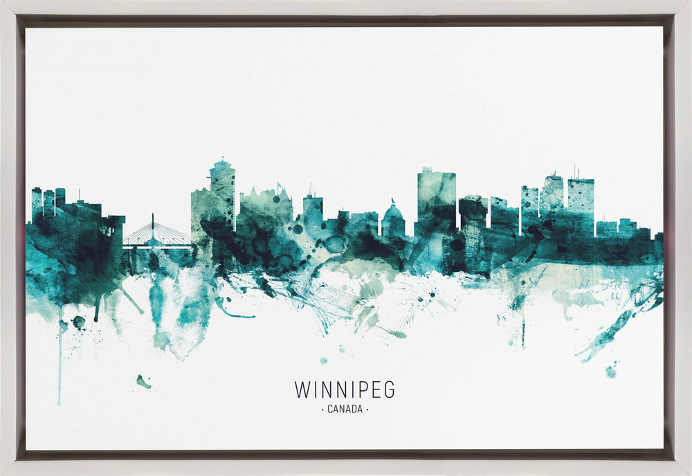 Wall art Winnipeg Canada Skyline-36X24inches-In Black Floating Frame