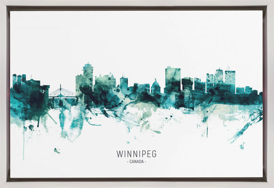 Wall art Winnipeg Canada Skyline-36X24inches-In Black Floating Frame
