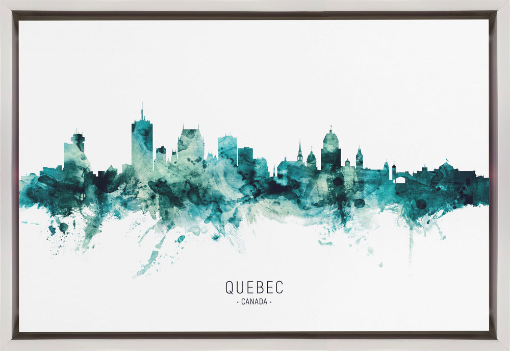 Wall art Quebec Canada Skyline-36X24inches-In Black Floating Frame