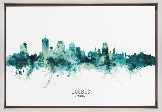 Wall art Quebec Canada Skyline-36X24inches-In Black Floating Frame
