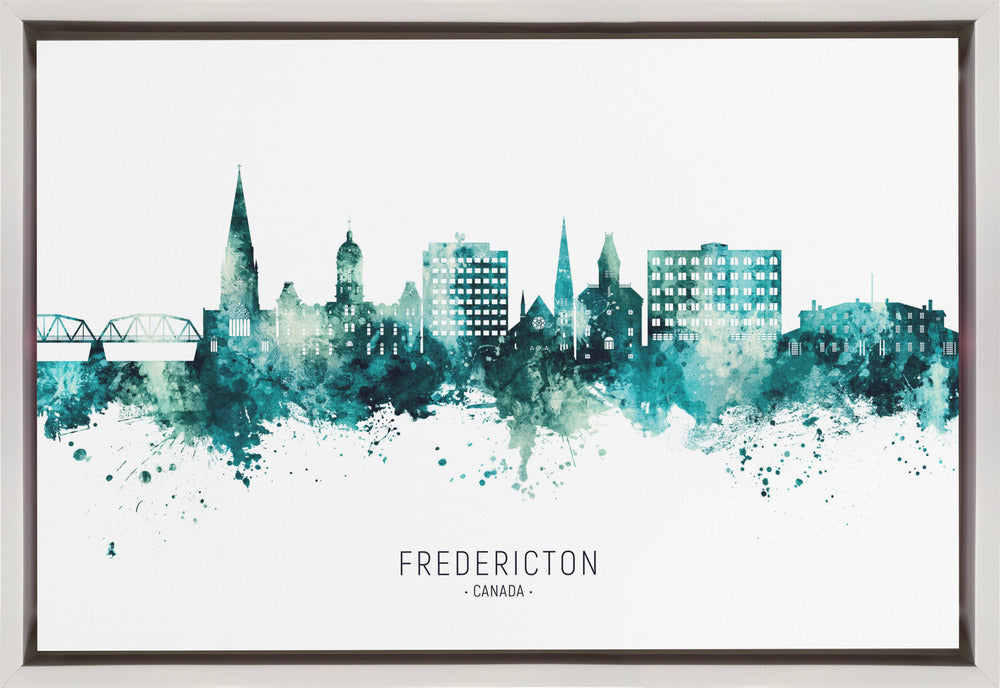 Wall art Fredericton Canada Skyline-36X24inches-In Black Floating Frame