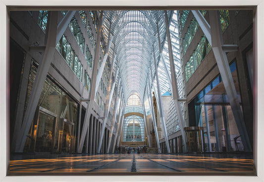 Wall art Brookfield Place, a poetic hymn of light & symmetry-36X24inches-In Black Floating Frame