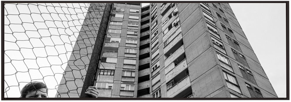 Artwork- The boy behind the fence-36X24inches-In Black Floating Frame