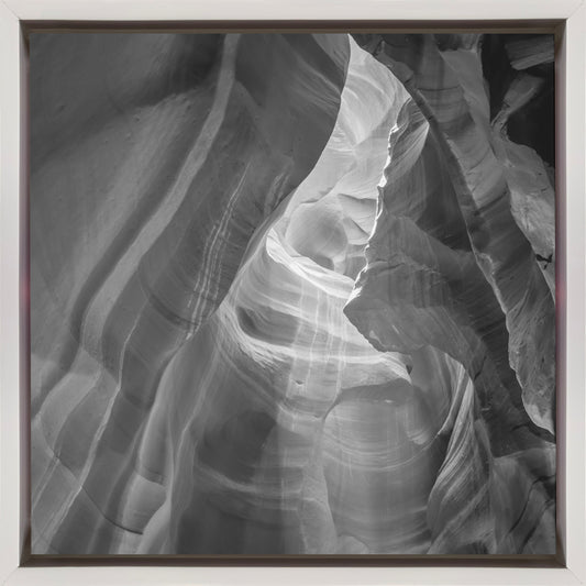 MONOCHROME ANTELOPE CANYON Daylight Wall Artwork In Black Floating Frame