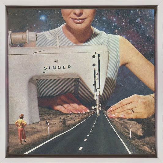 canvas prints This Is How a Road Gets Made. Sewing24X24inches- Black Frame