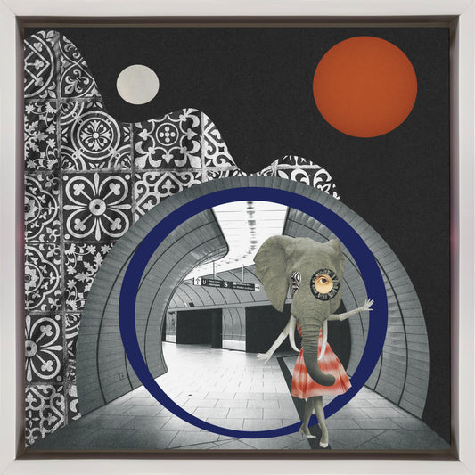 Elephant girl Wall Artwork In Black Floating Frame