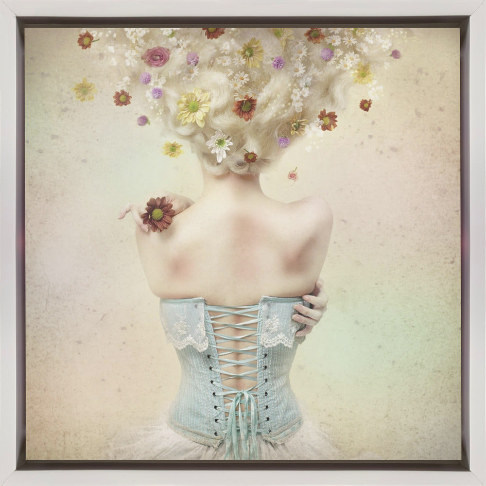 Artwork Girl of the flower garden24X24inches- Black Frame