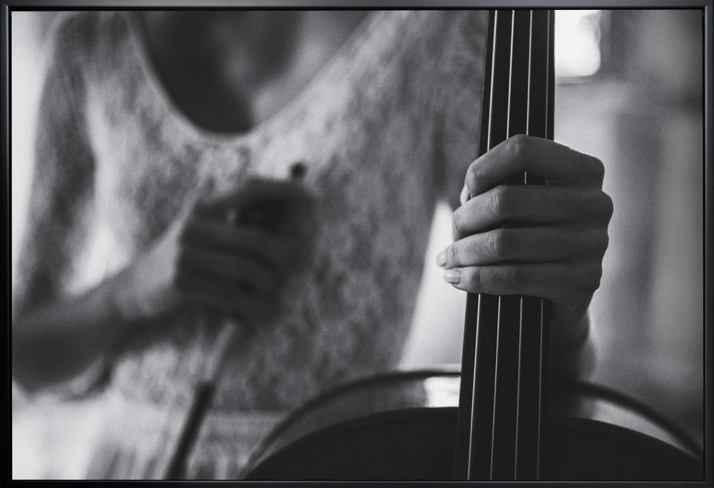 Artwork- break for the cello-20X16inches-In White Floating Frame