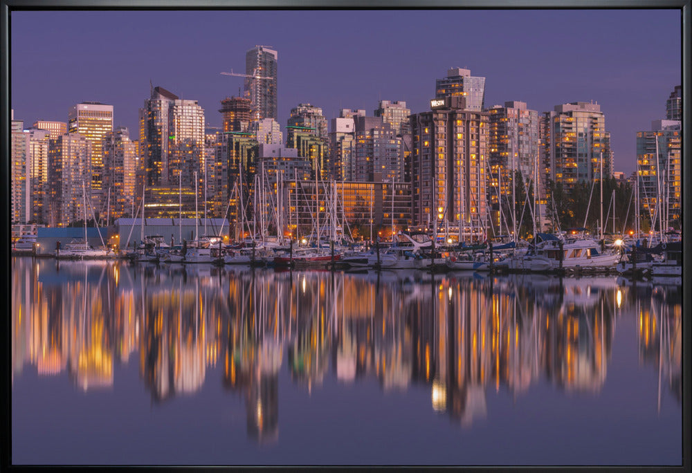 Wall art Glowing Vancouver-36X24inches-In White Floating Frame