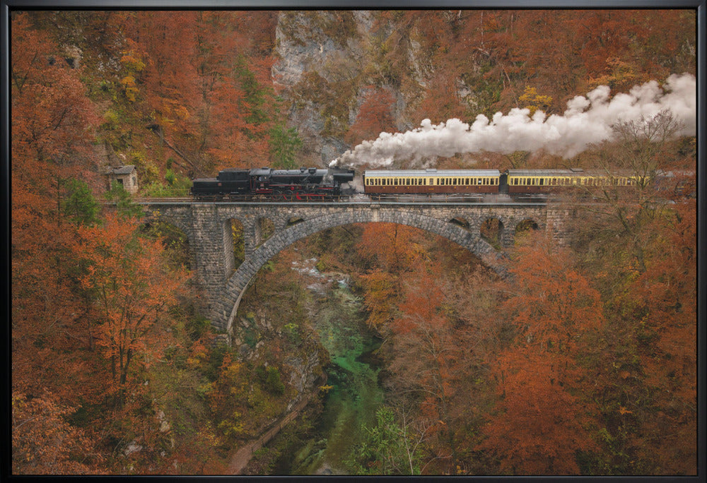 Wall art Museum train-36X24inches-In White Floating Frame